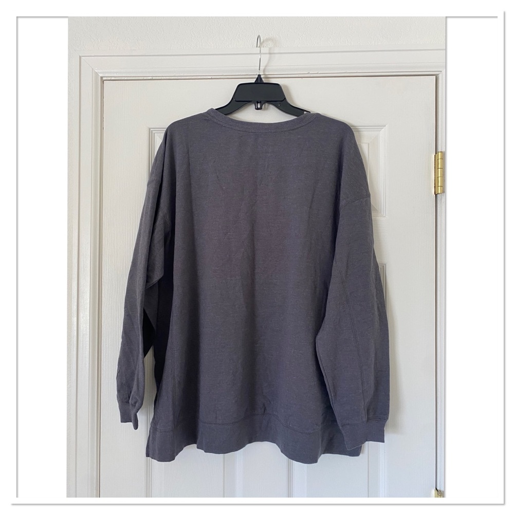 Wildfox Women’s Easy Does It Logo Distressed Graphic Sweatshirt Top Gray NWT - Picture 2 of 3